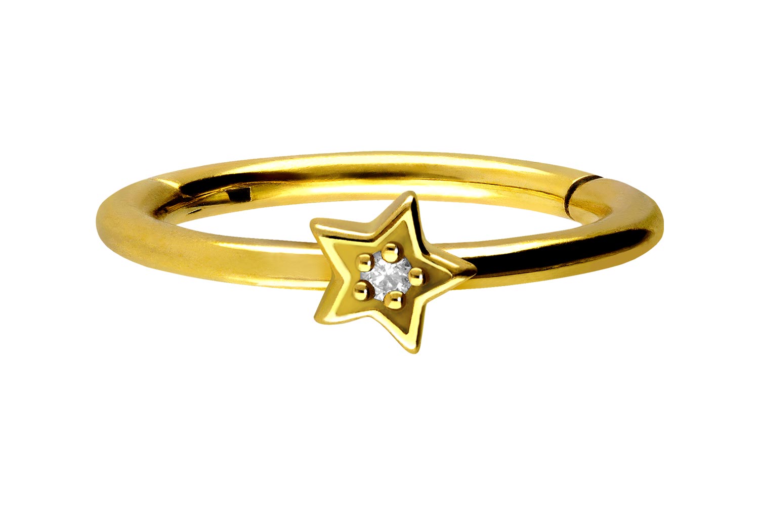 Chirurgenstahl Segmentring Clicker Piercing STERN + KRISTALL ++SALE++